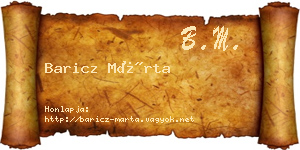 Baricz Márta névjegykártya