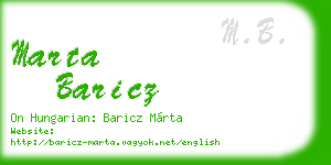 marta baricz business card